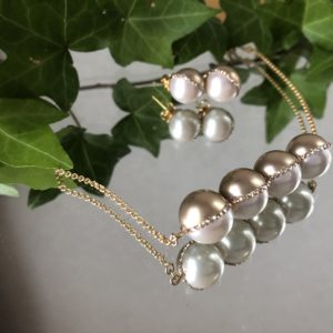 ハーフパールネックレス・ピアス